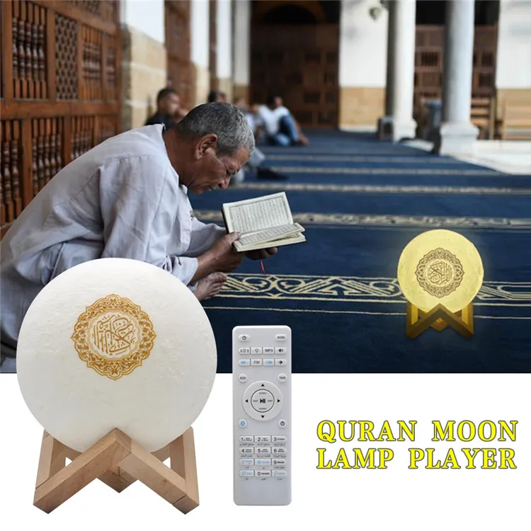 Hot Sale   Muslim Islamic Quran Tablet AZAN Creative Product Islamic Gift Mini Muslim moon lamp quran speaker