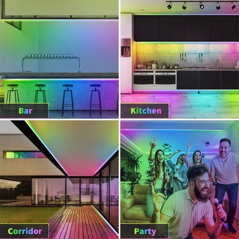 RGB App Controlled Bluetooth Led Light Strip Sync with Music Color Changing Led Lights for Bedroom