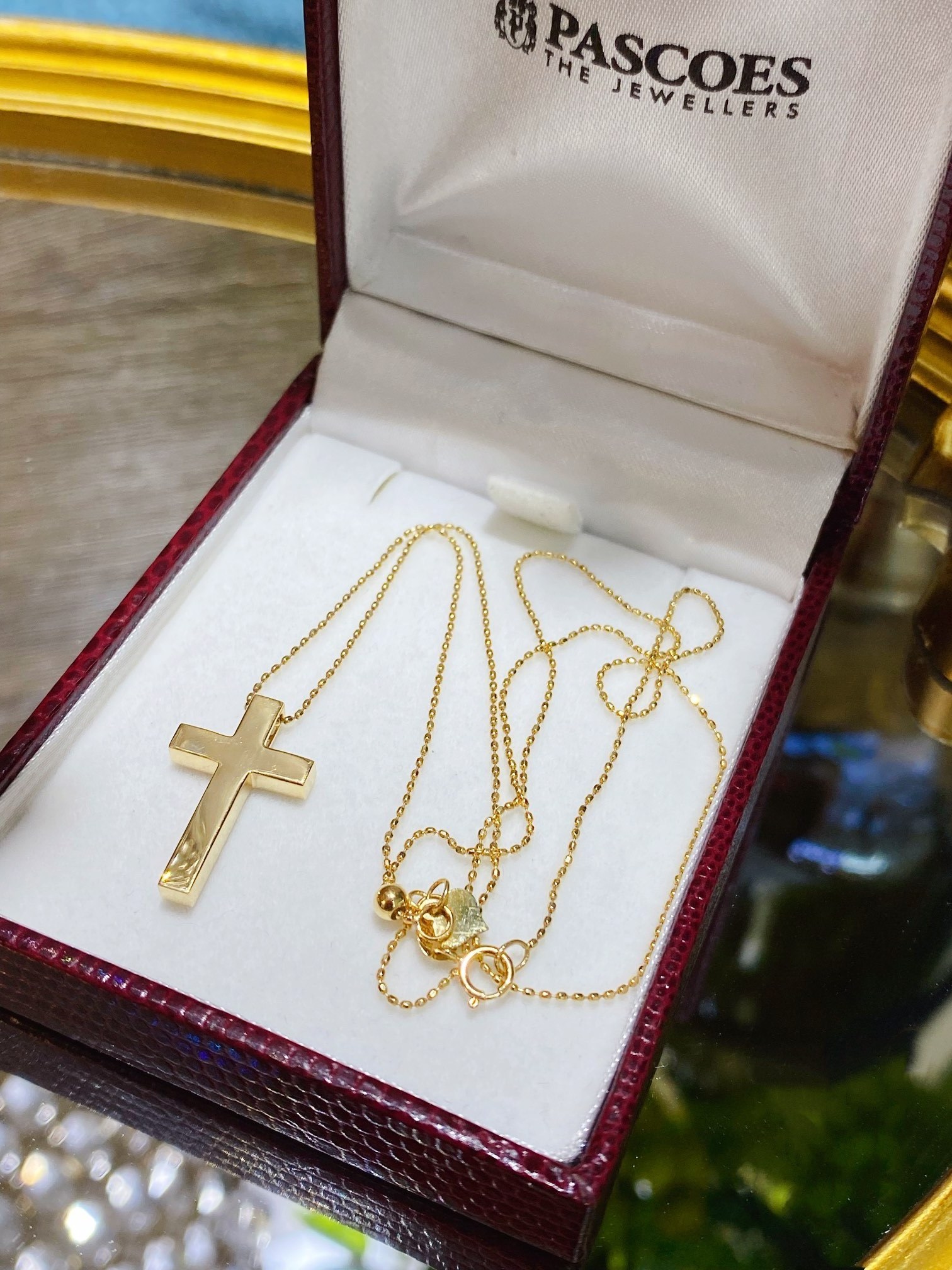 Lerca Simple Design Religious Jewelry Wholesale 18K Solid Gold Cable Cross Chain Necklace Women Jewelry