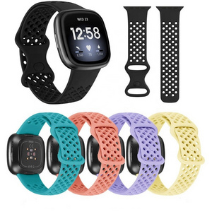 For Fitbit Versa 3/4 Sport Smart Watch Bands Accessories-Soft Silicone Wristband Rubber Watch Strap in White Color