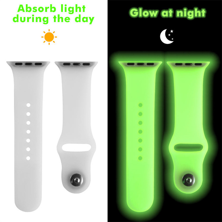 Smart Watch Wristband Glow In The Dark Strap Night Lighted Rubber Watch Bands For Apple iWatch Luminous Silicone Watchband