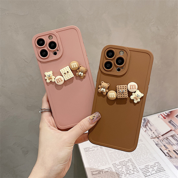 Wholesale Girl Kawaii 3D Cartoon Bear Cover Cute Anime Silicone Phone Case For iPhone 11 12 13