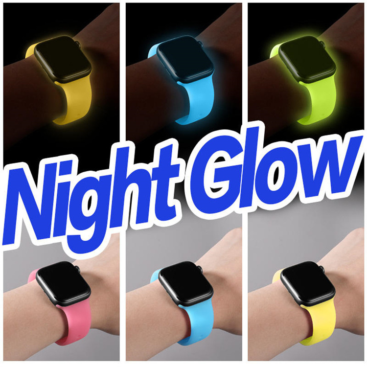 Smart Watch Wristband Glow In The Dark Strap Night Lighted Rubber Watch Bands For Apple iWatch Luminous Silicone Watchband