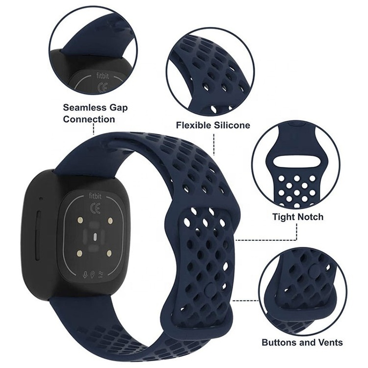 For Fitbit Versa 3/4 Sport Smart Watch Bands Accessories-Soft Silicone Wristband Rubber Watch Strap in White Color