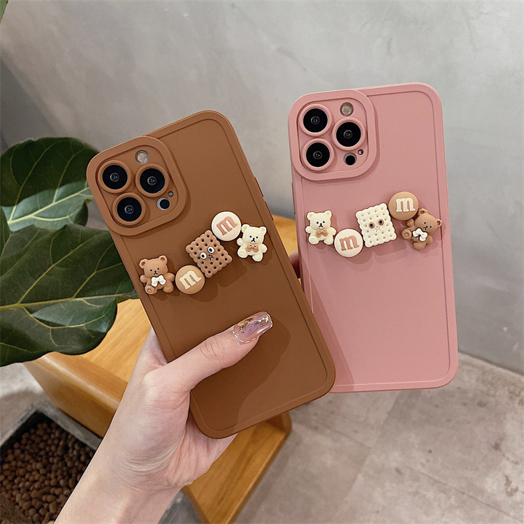 Wholesale Girl Kawaii 3D Cartoon Bear Cover Cute Anime Silicone Phone Case For iPhone 11 12 13