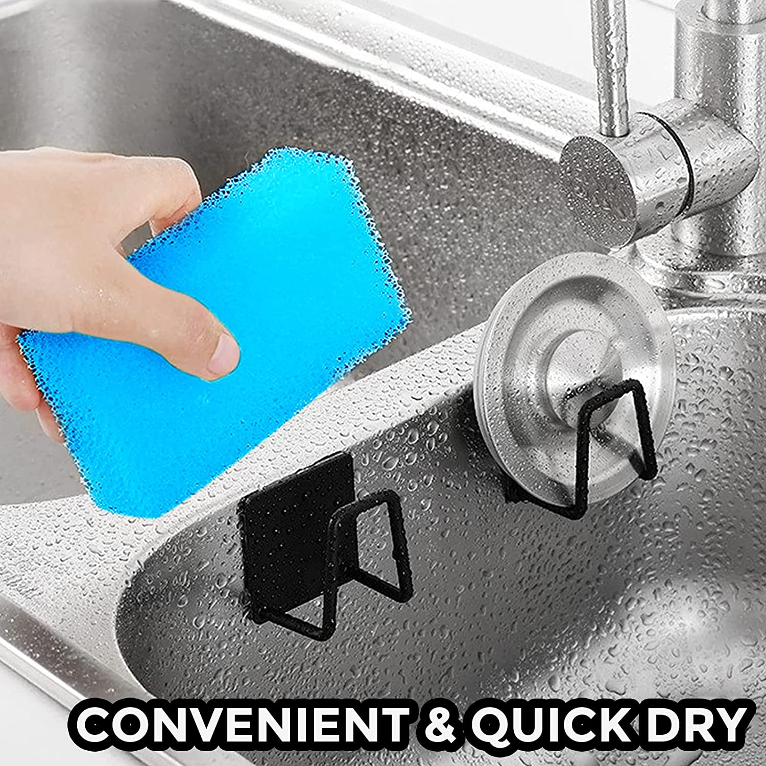 Sink Hook Drain rack Brush Soap Kitchen Bathroom Storage Hook Adhesive Heavy Duty Stainless Steel wall hanger Sponge Holder