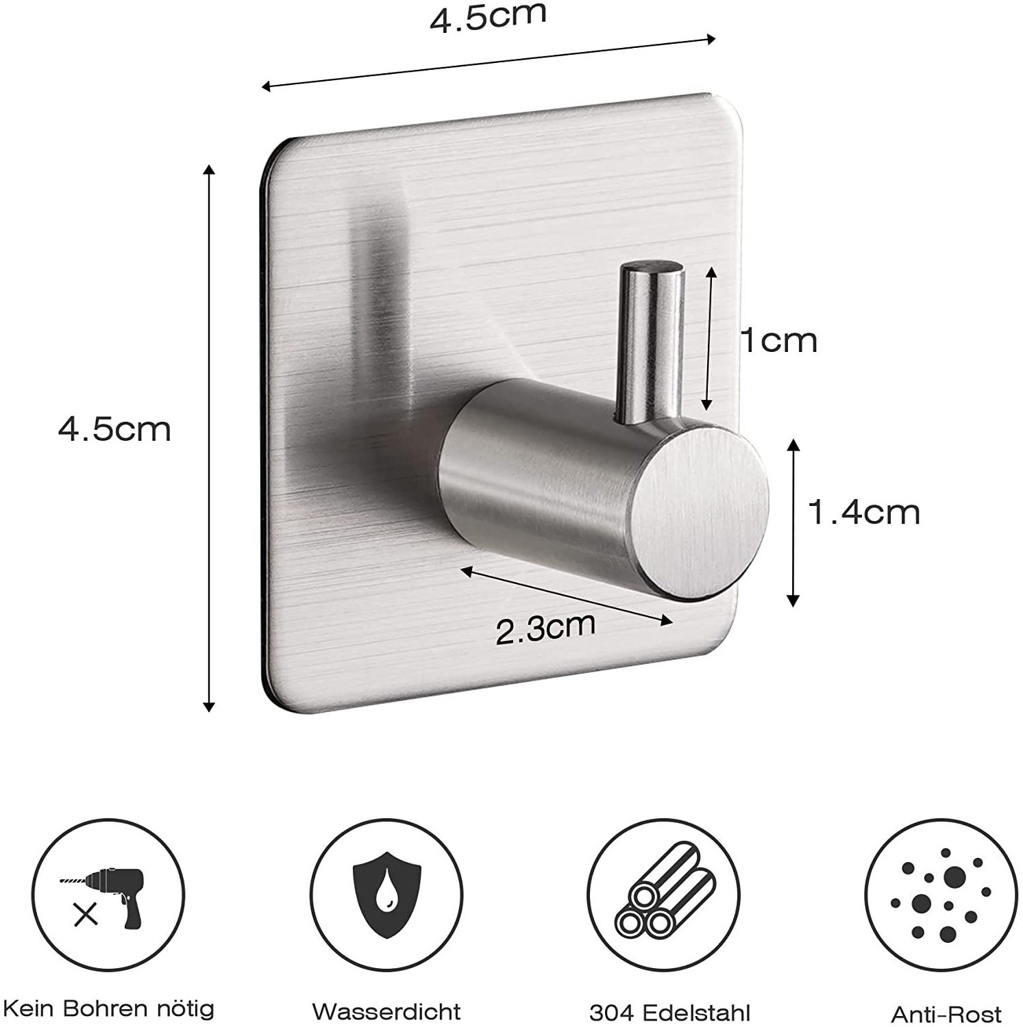 Self Adhesive Hook Wall Mounted Towel Coat Robe Hook Stainless Steel Towel Hanger hooks wall organisation