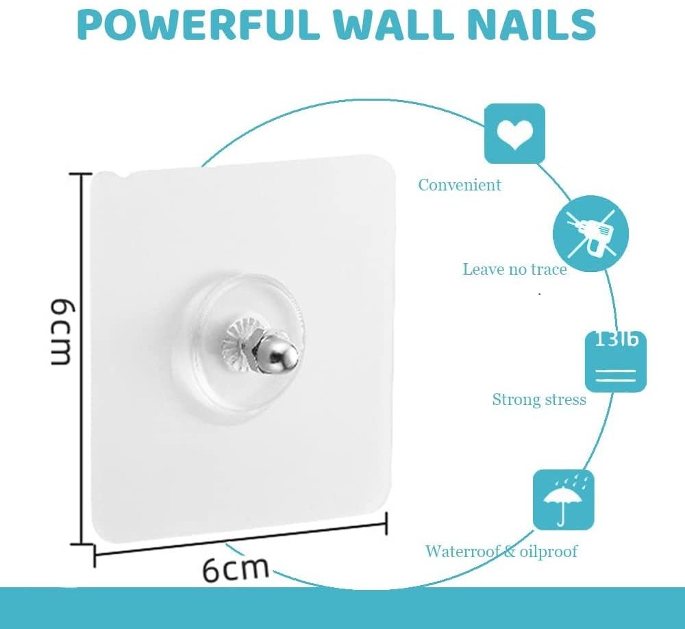 Punch-free Adhesive Wall Hook Strong Glue Nail Screw Stickers Stainless Steel Screw Patch Wall Hanging Picture Hook