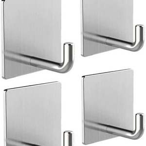 High Quality 304 Stainless Steel Wall Mounted Adhesive Hook 3m Sticky Wall Hooks Coat Hook Stainless