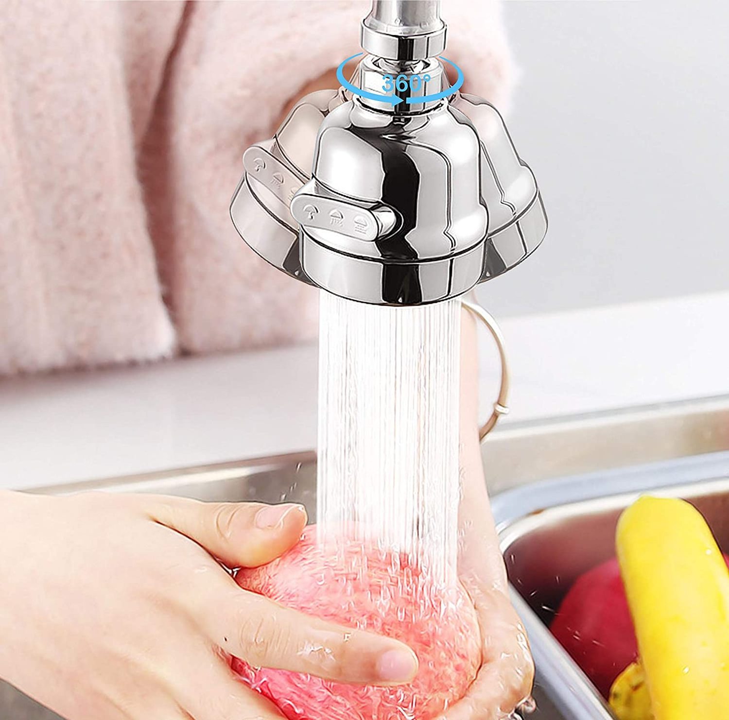 360 Degree Rotatable Spray Head Tap Durable Faucet Filter Nozzle 3 Modes Water Saving Kitchen Bathroom Shower Sprayer Head