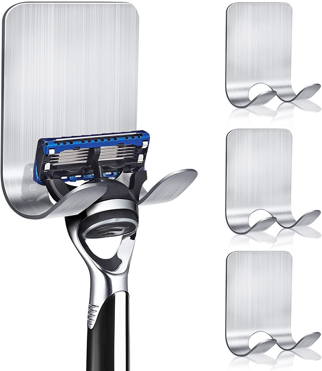 Wall Adhesive Shower Hooks Shaver Holder Hanger Stand Stainless Steel  hooks  wall organisation