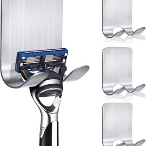 Wall Adhesive Shower Hooks Shaver Holder Hanger Stand Stainless Steel  hooks  wall organisation