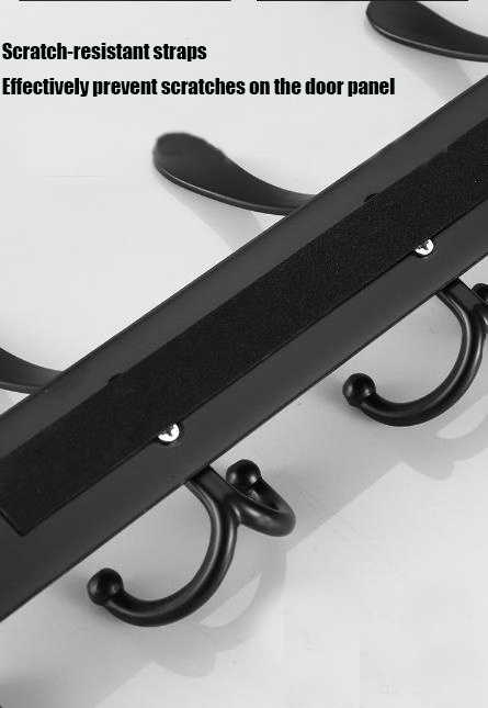 Over The Door Hook Hanger - 6 Hooks Over Door Coat Rack For Hanging Clothes Hat Towel Black