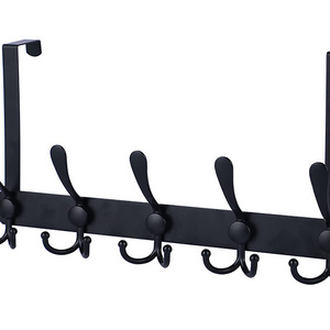 Over The Door Hook Hanger - 6 Hooks Over Door Coat Rack For Hanging Clothes Hat Towel Black