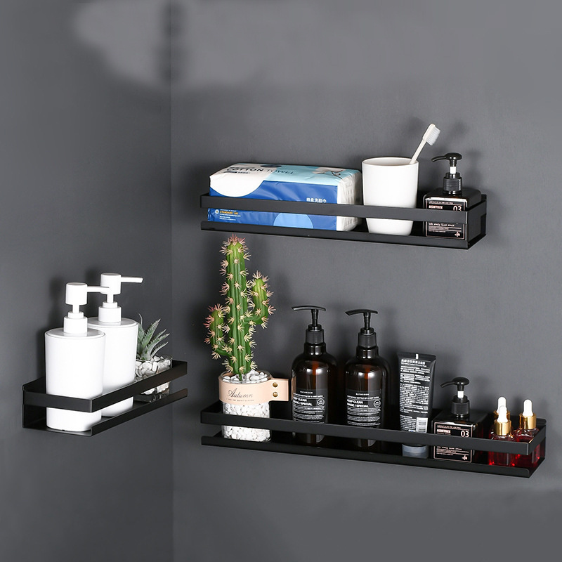 Stainless Steel Matte Black Bathroom Corner Shelves Kitchen Wall Shelf Shower Shampoo Storage Rack