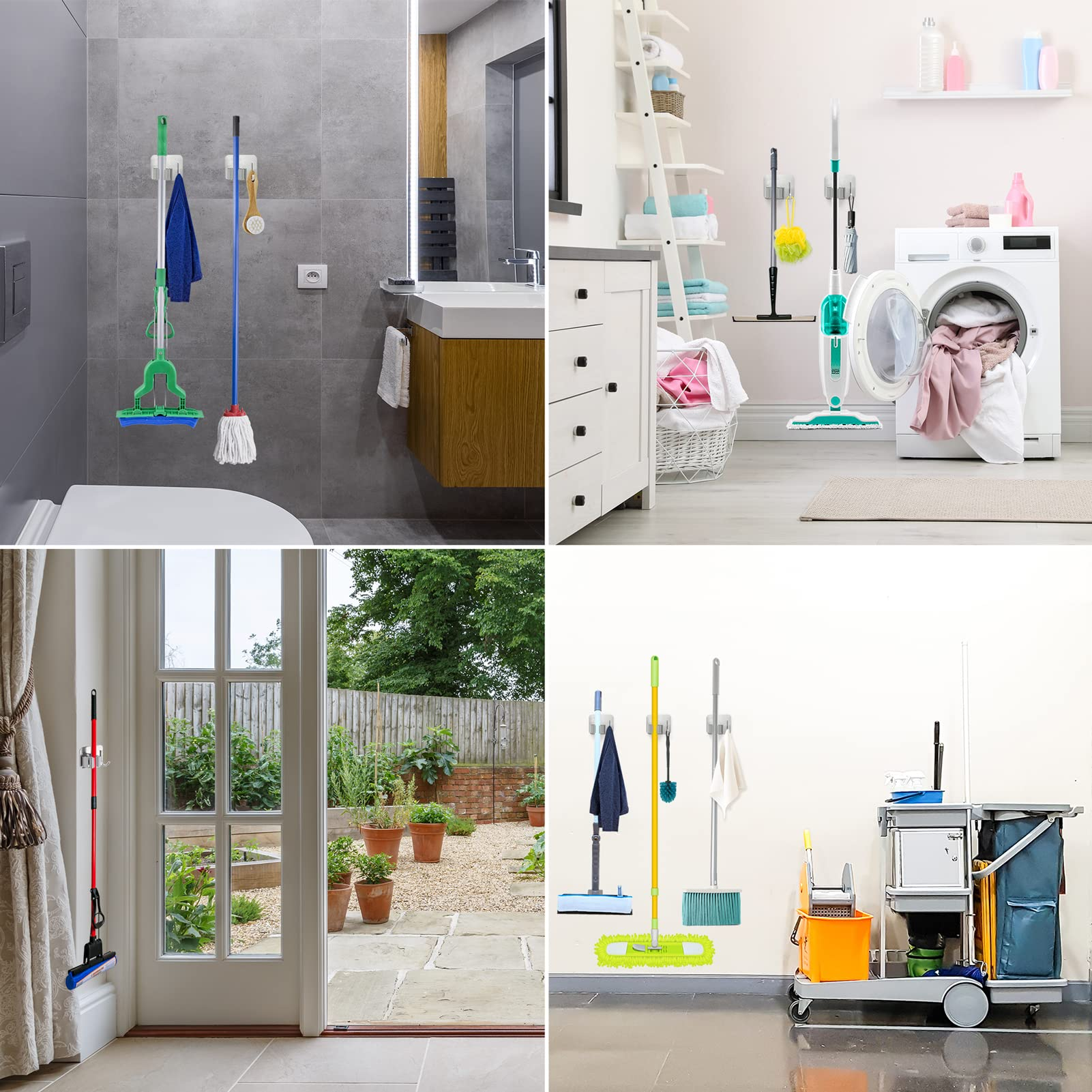 Kitchen Tool Organizer Closet Organizer Wall Mounted Storage Rack Bathroom Mop Magic Hanger Broom Holder