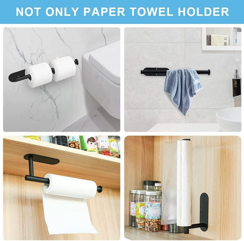 Adhesive Wall Mount Stainless Steel Paper Towel Roll Holder Under Cabinet Paper Towel Holder for Home Kitchen