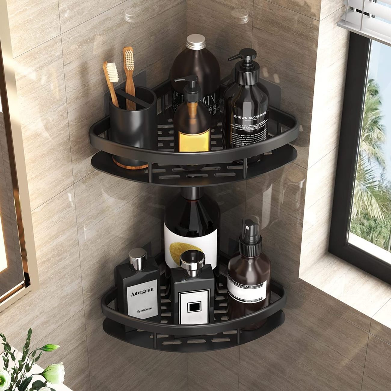 Wholesale Storage Organizer Rustproof Aluminum Adhesive Shower Caddy No Drilling Bathroom Shelf Rack