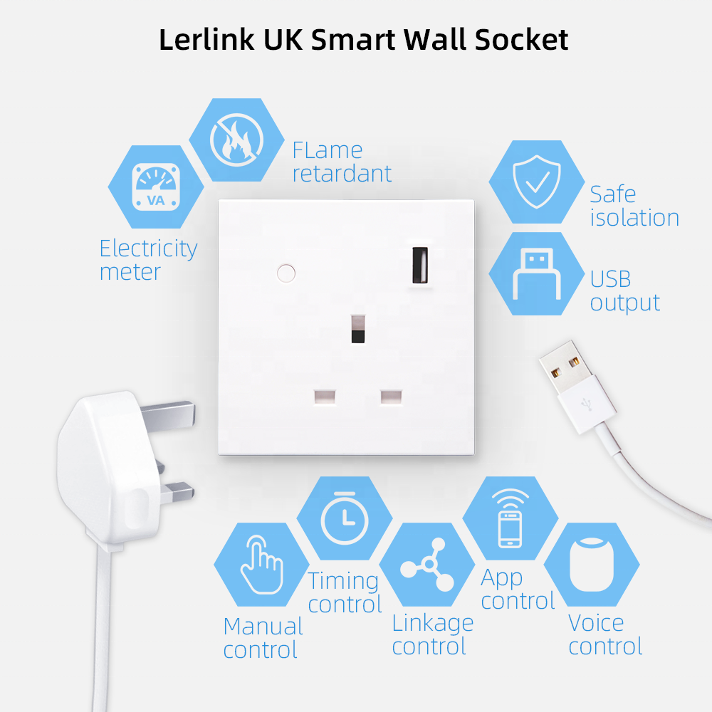 ES60Z Tuya ZigBee 13A Electrical Outlet with Usb Ports Energy Monitor Safety Protection Power Switch UK Smart Power Socket Plug