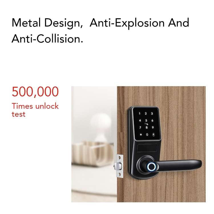 Tuya App Control Front Hotel Keyless Biometric Electronic Ttlock Tuya Wifi Digital Fingerprint Smart Door Lock