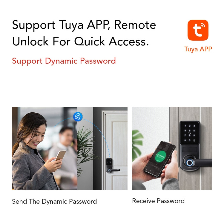 Tuya App Control Front Hotel Keyless Biometric Electronic Ttlock Tuya Wifi Digital Fingerprint Smart Door Lock