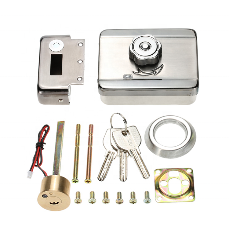 Lermom Electric rim lock 12v inside and outside security mechanical electronic waterproof magnetic lock door lock price