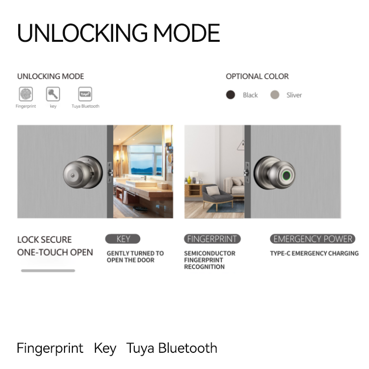 Smart knob lock fingerprint door knob with lock for bedroom bathroom keyless door knobs with lock