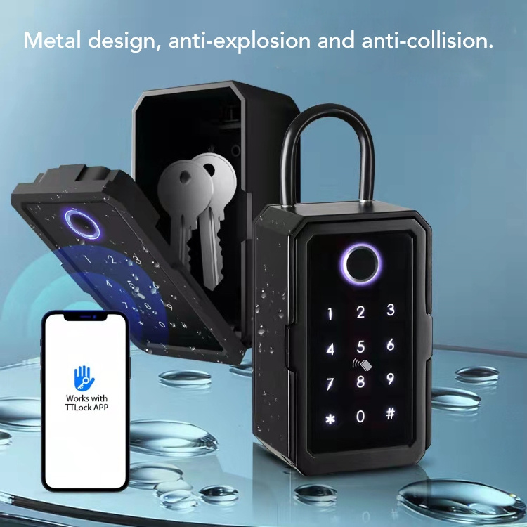 Safe Key Storage Box Biometric Electronic Digital WiFi TTlock Tuya Fingerprint Smart Key Lock Box