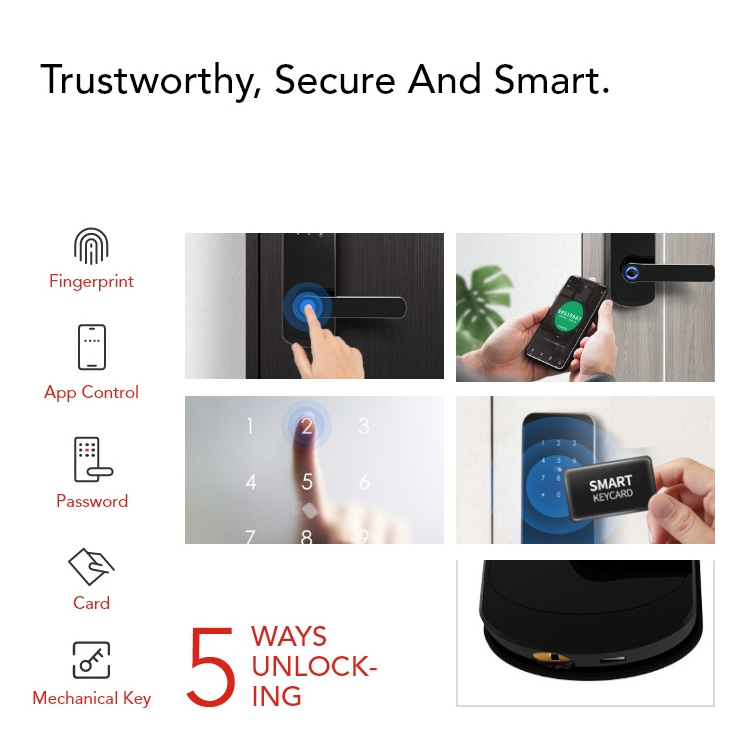 Electronic safe deadbolt lock intelligent mortiseTuya tt lock fingerprint digital smart door lock