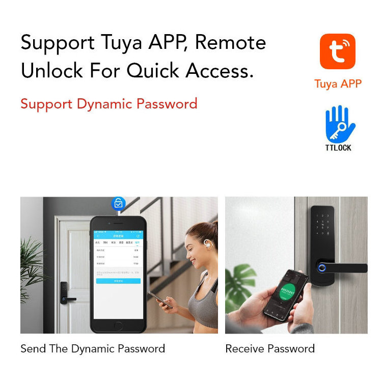 Automatic Intelligent Tuya TTlock Zigbee alexa wifi fingerprint biometrics smart digital door lock