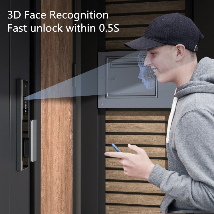 Fully Automatic Cerradura Inteligente Electronic 3D Face Recognition Fingerprint Smart Door Lock with camera