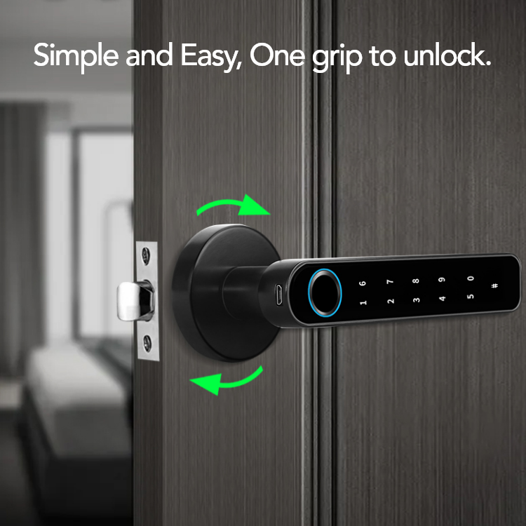 Tuya APP wifi handle fingerprint lock high security password card digital electronic smart door lock