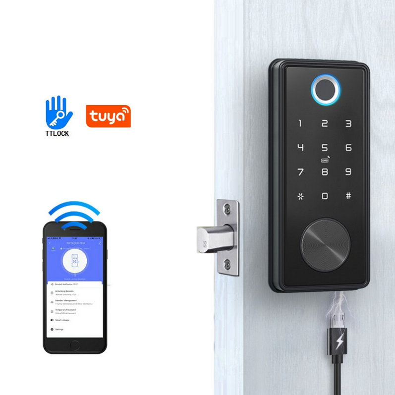 TUYA App Remote control keyless Keypad fingerprint card Smart Deadbolt Door Lock