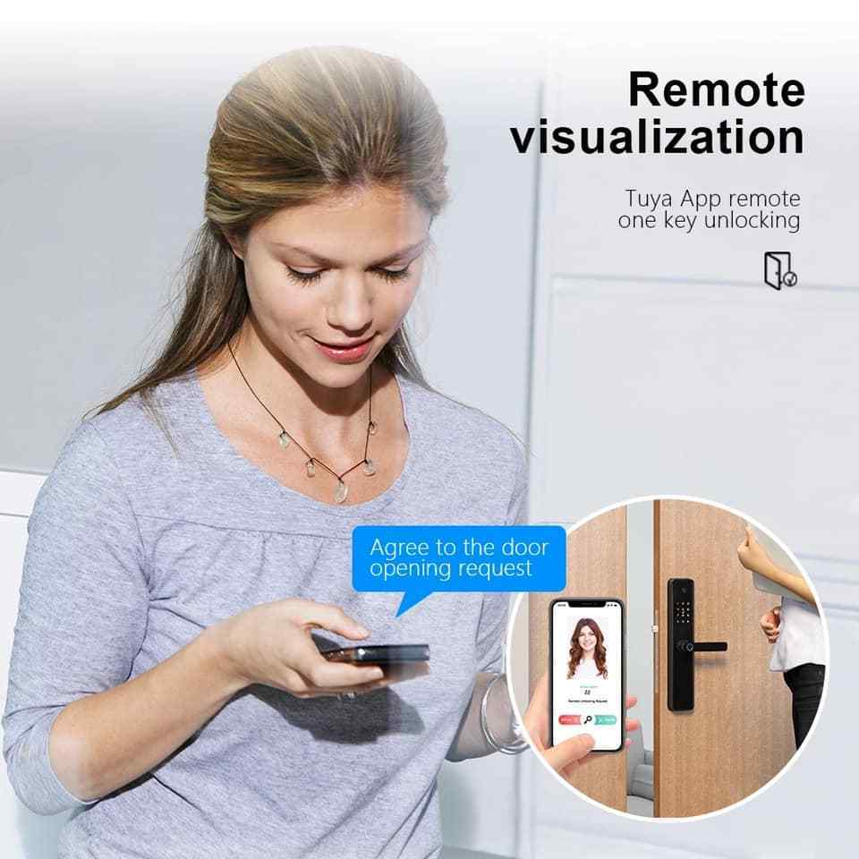 Digital Door Lock Electronic Keyless Password Key Card Fingerprint TTlock Tuya Smart Door Lock with Camera