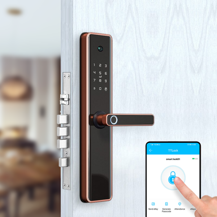 Gate Security Intelligent Combination Tuya Handle Digital Fingerprint Smart Door Locks With Camera