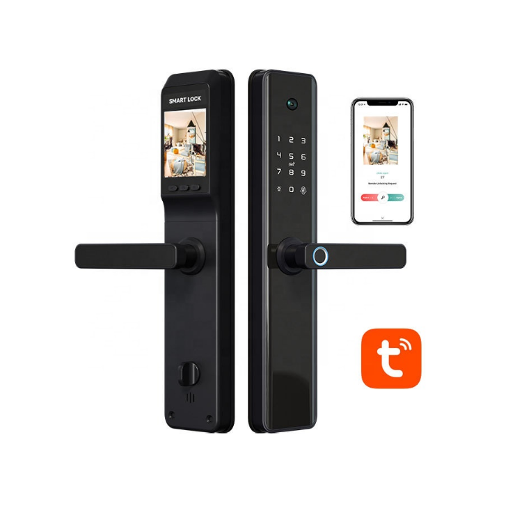 Gate Security Intelligent Combination Tuya Handle Digital Fingerprint Smart Door Locks With Camera