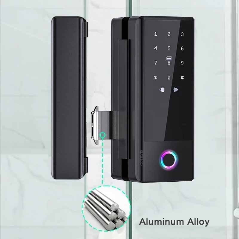 Lermom Access Control Office Glass Door Lock TTLock security fingerprint Tuya WiFi Smart Digital glass lock