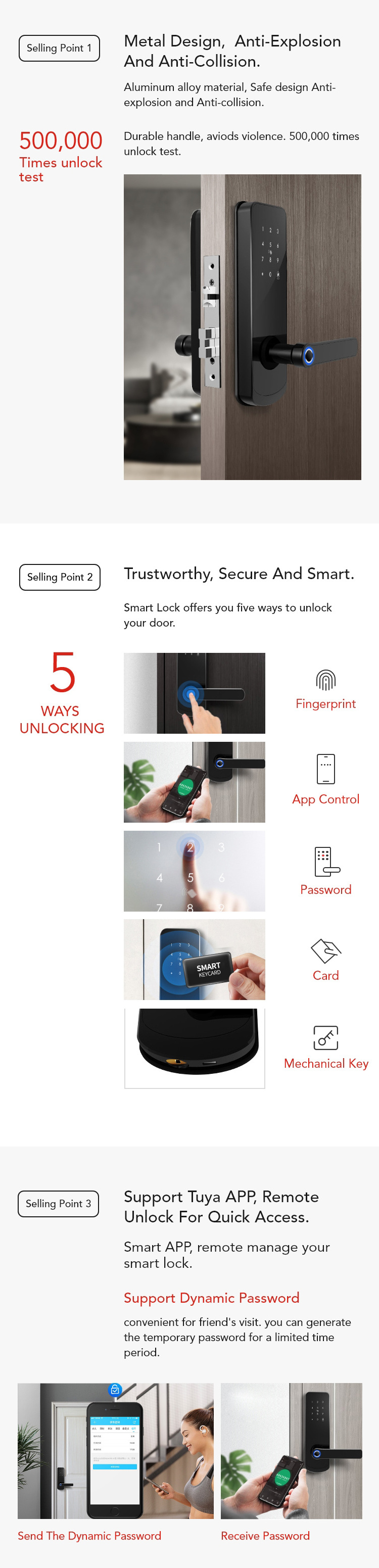 Smartlock TTlock Tuya serrure intelligente fechadura digital mortise WiFi keyless entry smart door lock