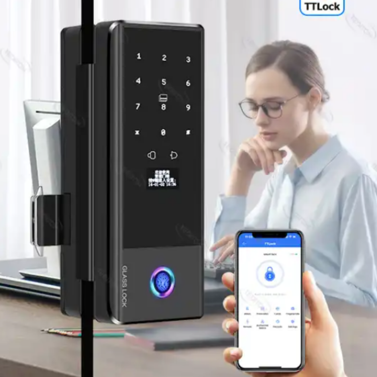 Tuya Smartlife Remote Control TTlock Biometric Office Digital Door Lock Fingerprint Smart Glass Door Lock