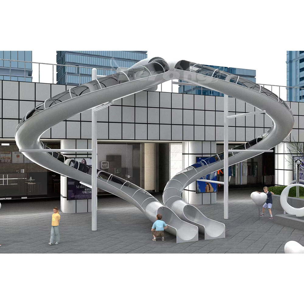 Popular Customized 304 Stainless Steel Playground Kids Spiral Tube Slide Children Stainless Steel Transparent Tube Slide