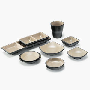 Ceramic Appearance Wholesale Melamine Soy Sauce Bowl Divided Plastic Dipping Sauces Dish