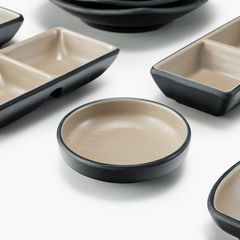 Ceramic Appearance Wholesale Melamine Soy Sauce Bowl Divided Plastic Dipping Sauces Dish