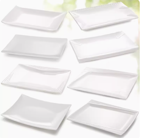 Rectangular Christmas Plastic Plates Long Serving Trays for Sushi, Pasta, Chips, Appetizer, Cake Wholesale Platter for Party