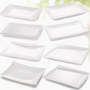 Rectangular Christmas Plastic Plates Long Serving Trays for Sushi, Pasta, Chips, Appetizer, Cake Wholesale Platter for Party