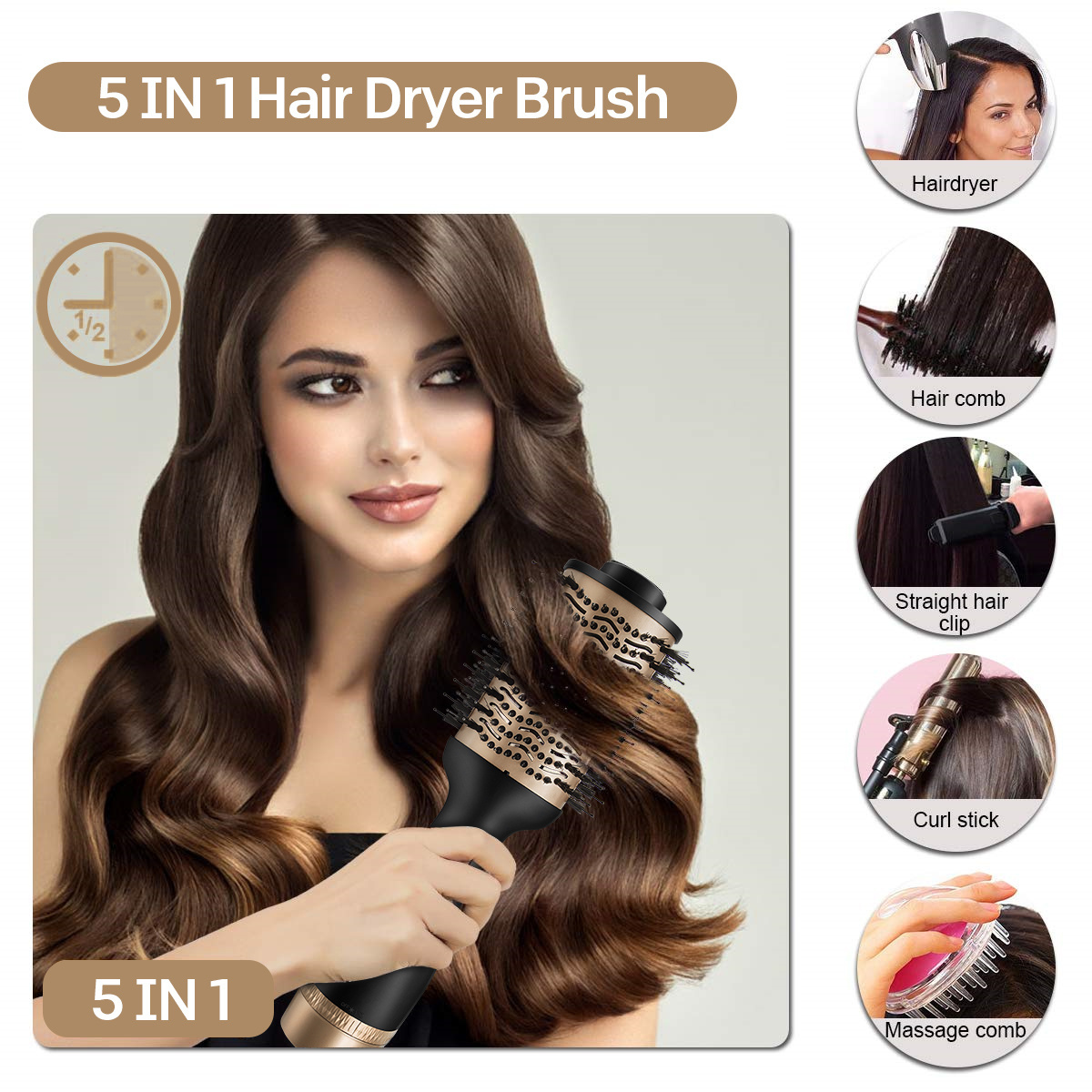 Professional Hair Brush Private Label Hot Air Pick Electric Comb One Step Hair Dryer Fast Hair Straightener Brush Hot Air Brush