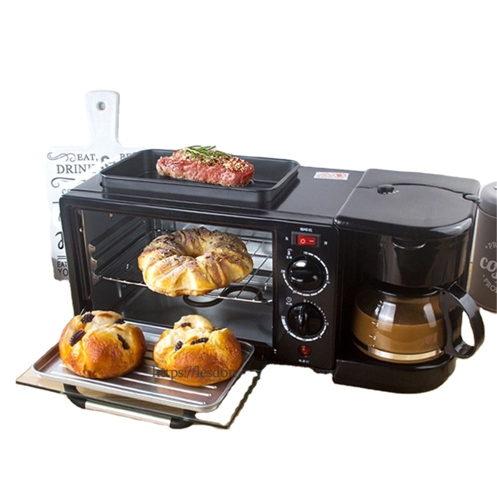 Factory Price With Toast, Oven Coffee Pot Frying Pan 3 In 1 Multi Function Breakfast Maker Machine/