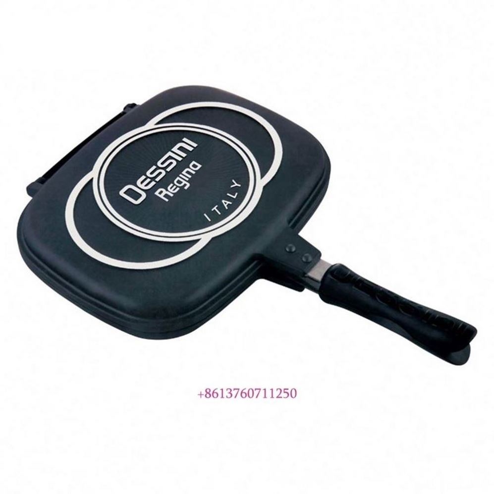 Die Cast Pan Aluminum Cookware 34, 35, 36cm Beef Steak Grill Pan Black Dessini Double Sided Flat Non Stick Frying Pan For Home