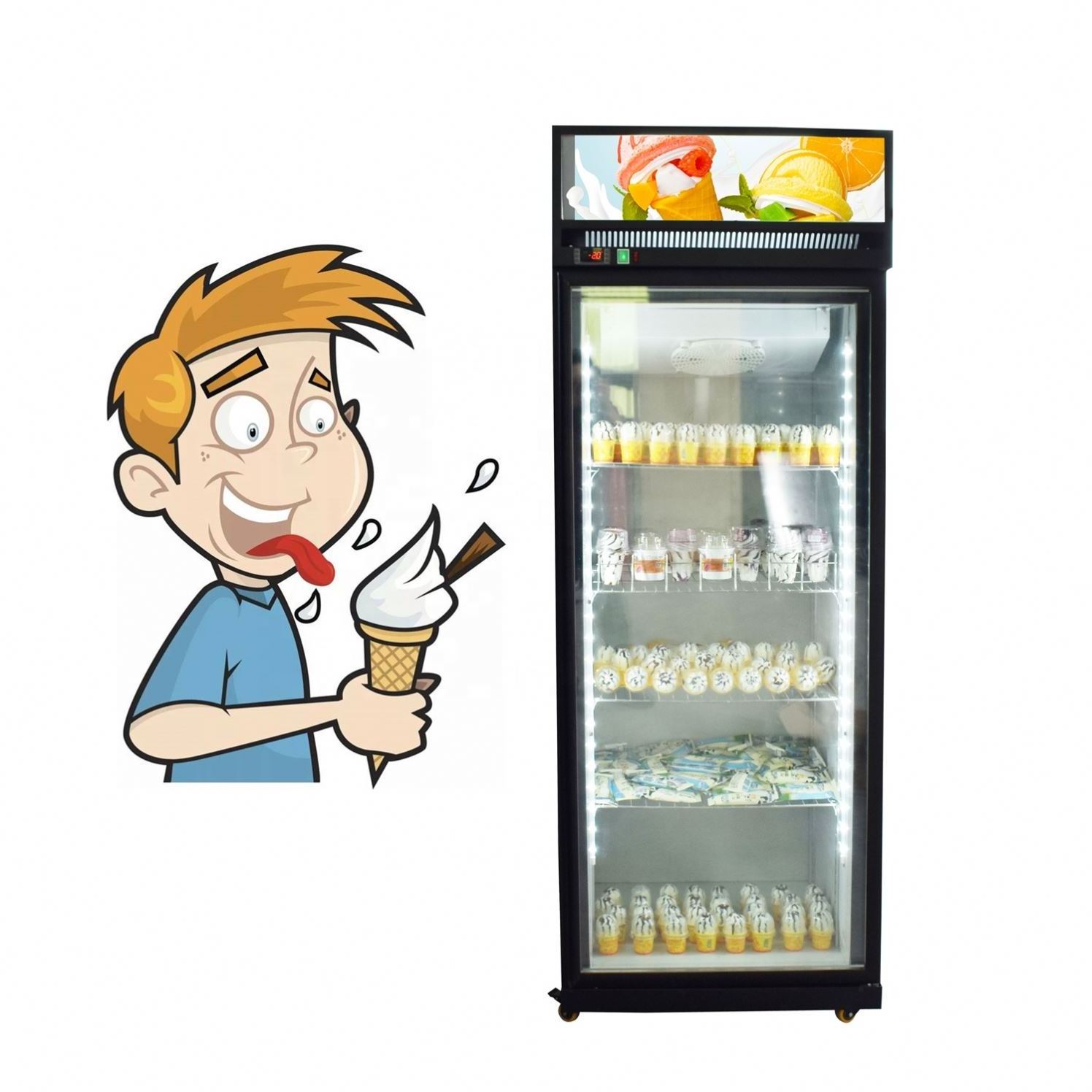 Commercial Single Door Vertical Glass Door Refrigerator Coca Display Cola Beverage Freezer Fridge Refrigerator