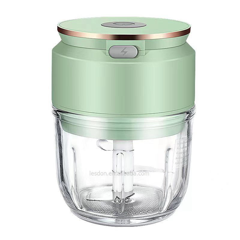 Baffle Design Glass Cup Non-slip Button 30W 1200mAh 1700rpm 300mL Electric Food Chopper with Inverted Frustum Top