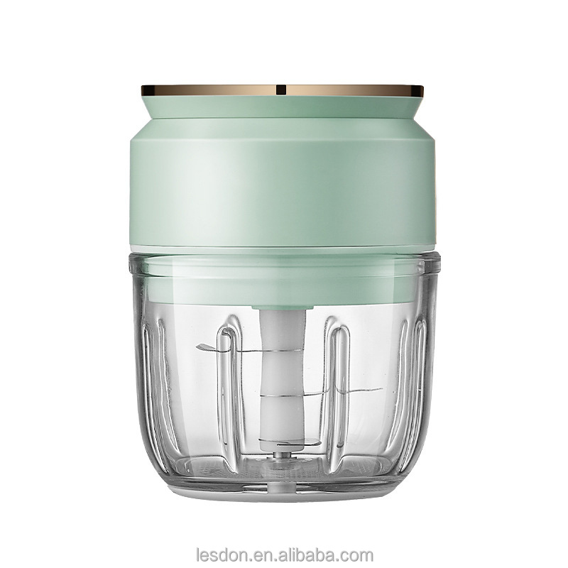 Baffle Design Glass Cup Non-slip Button 30W 1200mAh 1700rpm 300mL Electric Food Chopper with Inverted Frustum Top